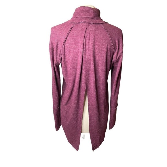 We The Free Cowl Neck Open Back Knit Turtleneck Sweater Plum Medium - Picture 2 of 6